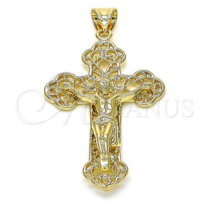 Dije Religioso 05.100.0003 Oro Laminado, Diseño de Crucifijo, Pulido, Tono Dorado