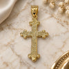 Dije Religioso 05.100.0005 Oro Laminado, Diseño de Cruz, Mate, Tono Dorado