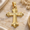 Dije Religioso 05.163.0090 Oro Laminado, Diseño de Cruz, Pulido, Tono Dorado