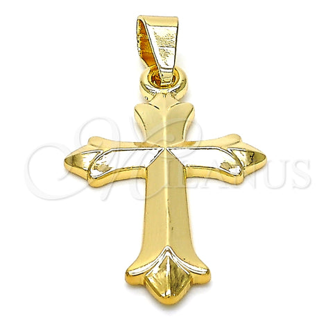 Dije Religioso 05.163.0090 Oro Laminado, Diseño de Cruz, Pulido, Tono Dorado