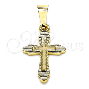 Dije Religioso 05.163.0091 Oro Laminado, Diseño de Cruz, Pulido, Tono Dorado