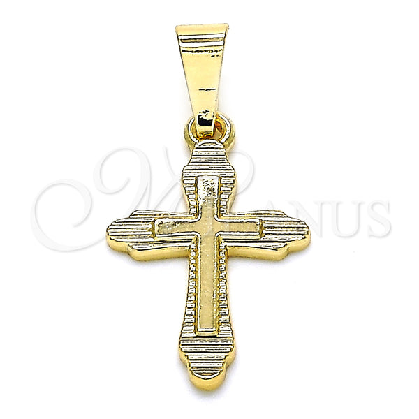 Dije Religioso 05.163.0091 Oro Laminado, Diseño de Cruz, Pulido, Tono Dorado