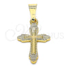 Dije Religioso 05.163.0091 Oro Laminado, Diseño de Cruz, Pulido, Tono Dorado
