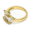 Anillo Multi Piedra 01.210.0080 Oro Laminado, Diseño de Corona y Gota, con Blanca Zirconia Cubica, Pulido, Tono Dorado (One size fits all)