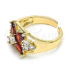 Anillo Multi Piedra 01.210.0081 Oro Laminado, Diseño de Flor, con Granate and Blanca Zirconia Cubica, Pulido, Tono Dorado (One size fits all)