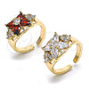 Anillo Multi Piedra 01.210.0081 Oro Laminado, Diseño de Flor, con Granate and Blanca Zirconia Cubica, Pulido, Tono Dorado (One size fits all)