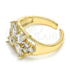 Anillo Multi Piedra 01.210.0081.1 Oro Laminado, Diseño de Flor, con Blanca Zirconia Cubica, Pulido, Tono Dorado (One size fits all)