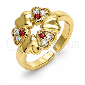 Anillo Multi Piedra 01.210.0082.1 Oro Laminado, Diseño de Corazón, con Granate and Blanca Zirconia Cubica, Pulido, Tono Dorado (One size fits all)