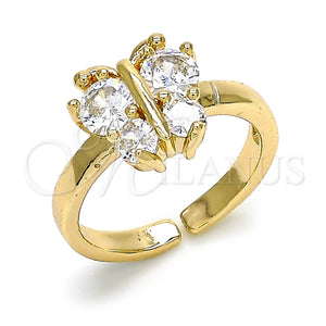 Anillo Multi Piedra 01.210.0083.1 Oro Laminado, Diseño de Mariposa, con Blanca Zirconia Cubica, Pulido, Tono Dorado (One size fits all)