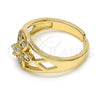 Anillo Multi Piedra 01.210.0085.1 Oro Laminado, Diseño de Flor, con Blanca Zirconia Cubica, Pulido, Tono Dorado (One size fits all)