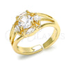 Anillo Multi Piedra 01.210.0086.1 Oro Laminado, con Blanca Zirconia Cubica, Pulido, Tono Dorado (One size fits all)