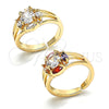 Anillo Multi Piedra 01.210.0086.1 Oro Laminado, con Blanca Zirconia Cubica, Pulido, Tono Dorado (One size fits all)