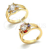 Anillo Multi Piedra 01.210.0086.1 Oro Laminado, con Blanca Zirconia Cubica, Pulido, Tono Dorado (One size fits all)