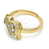 Anillo Multi Piedra 01.210.0088 Oro Laminado, Diseño de Elefante, con Blanca and Negro Zirconia Cubica, Pulido, Tono Dorado (One size fits all)
