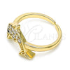 Anillo Multi Piedra 01.210.0090 Oro Laminado, Diseño de Delfín, con Blanca and Negro Zirconia Cubica, Pulido, Tono Dorado (One size fits all)