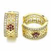 Argolla Huggie 02.266.0025.2.20 Oro Laminado, Diseño de Flor, con Granate and Blanca Micro Pave, Pulido, Tono Dorado