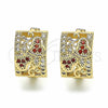 Argolla Huggie 02.266.0039.1.20 Oro Laminado, Diseño de Corazón, con Granate and Blanca Micro Pave, Pulido, Tono Dorado
