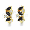 Argolla Huggie 02.266.0042.1.15 Oro Laminado, con Negro and Blanca Zirconia Cubica, Pulido, Tono Dorado