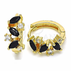 Argolla Huggie 02.266.0042.1.15 Oro Laminado, con Negro and Blanca Zirconia Cubica, Pulido, Tono Dorado