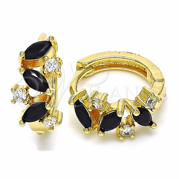 Argolla Huggie 02.266.0042.1.15 Oro Laminado, con Negro and Blanca Zirconia Cubica, Pulido, Tono Dorado