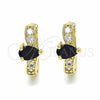 Argolla Huggie 02.266.0044.1.15 Oro Laminado, Diseño de Gota, con Negro and Blanca Zirconia Cubica, Pulido, Tono Dorado