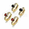 Argolla Huggie 02.266.0044.1.15 Oro Laminado, Diseño de Gota, con Negro and Blanca Zirconia Cubica, Pulido, Tono Dorado