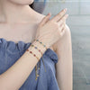Pulsera Bolo Ajustable 03.63.2084.2.11 Oro Laminado, Diseño de Ojo Griego, con Multicolor Zirconia Cubica, Resinado Azul claro, Tono Dorado (01 MM Thickness, 11 Inches Length)