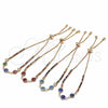 Pulsera Bolo Ajustable 03.63.2084.2.11 Oro Laminado, Diseño de Ojo Griego, con Multicolor Zirconia Cubica, Resinado Azul claro, Tono Dorado (01 MM Thickness, 11 Inches Length)