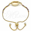 Pulsera Bolo Ajustable 03.63.2086.11 Oro Laminado, Diseño de Concha, con Multicolor Zirconia Cubica, Pulido, Tono Dorado (01 MM Thickness, 11 Inches Length)