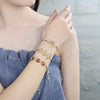 Pulsera Bolo Ajustable 03.316.0056.12 Oro Laminado, Diseño de Flor y Baguette, con Multicolor Zirconia Cubica, Pulido, Tono Dorado (01 MM Thickness, 12 Inches Length)