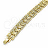 Pulsera Solida 03.233.0009.08 Oro Laminado, Diamantado, Tono Dorado (11 MM Thickness, 8 Inches Length)
