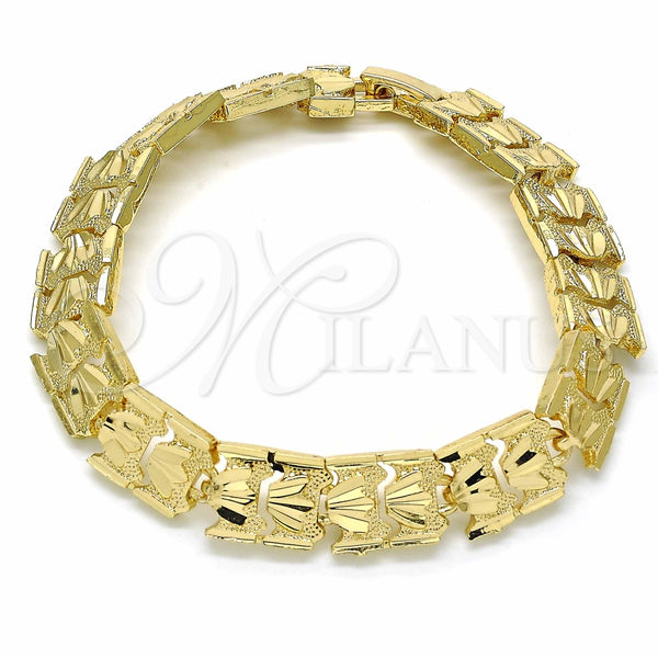 Pulsera Solida 03.233.0009.08 Oro Laminado, Diamantado, Tono Dorado (Grosor 11 MM, 8 Pulgadas de Largo)