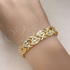 Pulsera Solida 03.233.0008.07 Oro Laminado, Diseño de Besos y Abrazos, Mate, Tono Dorado (12 MM Thickness, 7 Inches Length)