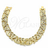 Pulsera Solida 03.233.0008.07 Oro Laminado, Diseño de Besos y Abrazos, Mate, Tono Dorado (12 MM Thickness, 7 Inches Length)