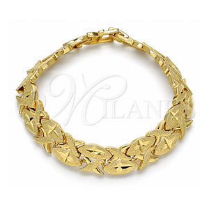 Pulsera Solida 03.233.0008.07 Oro Laminado, Diseño de Besos y Abrazos, Mate, Tono Dorado (12 MM Thickness, 7 Inches Length)