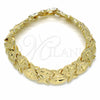 Pulsera Solida 03.233.0008.07 Oro Laminado, Diseño de Besos y Abrazos, Mate, Tono Dorado (12 MM Thickness, 7 Inches Length)