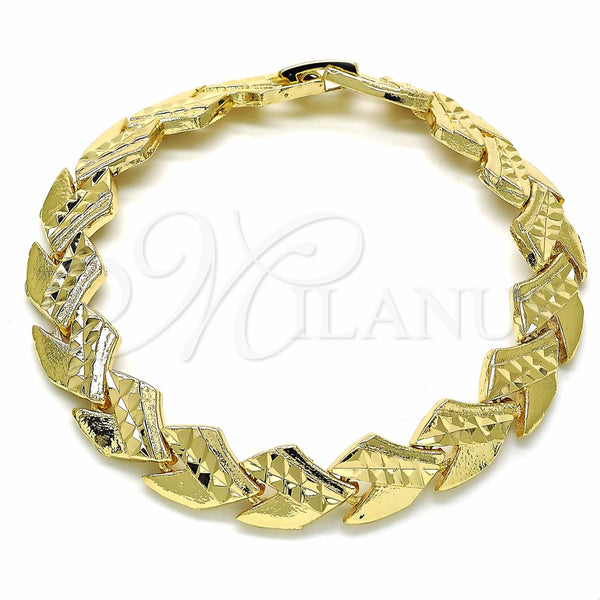 Pulsera Solida 03.233.0010.08 Oro Laminado, Diamantado, Tono Dorado (10 MM Thickness, 8 Inches Length)