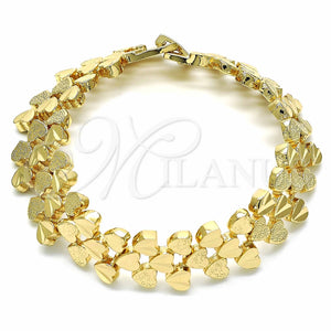 Pulsera Elegante 03.233.0012.07 Oro Laminado, Diseño de Corazón, Mate, Tono Dorado (Grosor 15 MM, 7 Pulgadas de Largo)