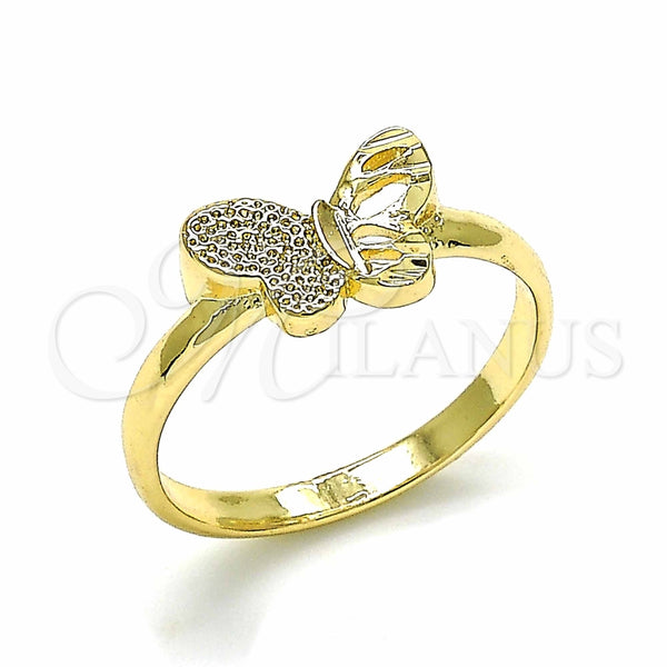 Anillo Elegante 01.233.0001.09 Oro Laminado, Diseño de Mariposa, Pulido, Tono Dorado (Size 9)