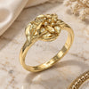 Anillo Elegante 01.233.0002.07 Oro Laminado, Diseño de Flor, Diamantado, Tono Dorado (Tamaño 7)