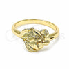 Anillo Elegante 01.233.0002.08 Oro Laminado, Diseño de Flor, Diamantado, Tono Dorado (Size 8)