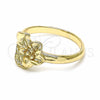 Anillo Elegante 01.233.0002.09 Oro Laminado, Diseño de Flor, Diamantado, Tono Dorado (Size 9)