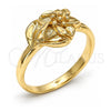Anillo Elegante 01.233.0002.09 Oro Laminado, Diseño de Flor, Diamantado, Tono Dorado (Size 9)