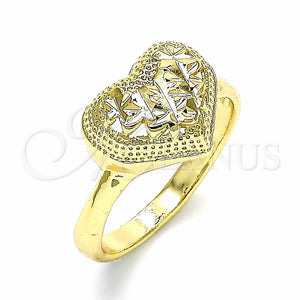Anillo Multi Piedra 01.233.0003.09 Oro Laminado, Diseño de Corazón, Diamantado, Tono Dorado (Size 9)