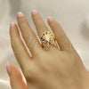 Anillo Elegante 01.233.0004.07 Oro Laminado, Diseño de Mariposa, Pulido, Tono Dorado (Size 7)