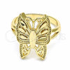 Anillo Elegante 01.233.0004.08 Oro Laminado, Diseño de Mariposa, Pulido, Tono Dorado (Size 8)
