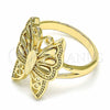 Anillo Elegante 01.233.0004.08 Oro Laminado, Diseño de Mariposa, Pulido, Tono Dorado (Size 8)