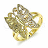 Anillo Elegante 01.233.0004.08 Oro Laminado, Diseño de Mariposa, Pulido, Tono Dorado (Size 8)