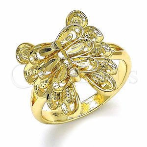 Anillo Elegante 01.233.0006.08 Oro Laminado, Diseño de Mariposa, Pulido, Tono Dorado (Size 8)