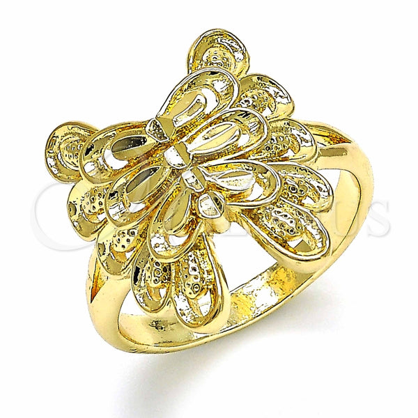 Anillo Elegante 01.233.0006.09 Oro Laminado, Diseño de Mariposa, Pulido, Tono Dorado (Size 9)